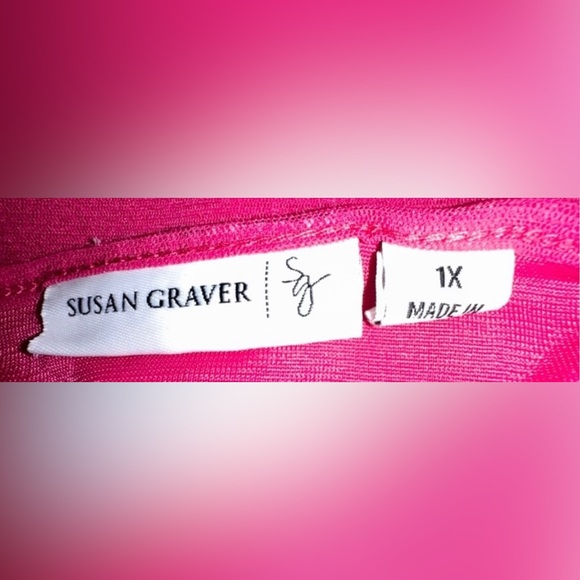 Embroidered Henley Tunic - w/ flare 3/4 sleeves
- Pink - 1X - Susan Graver - Picture 5 of 7